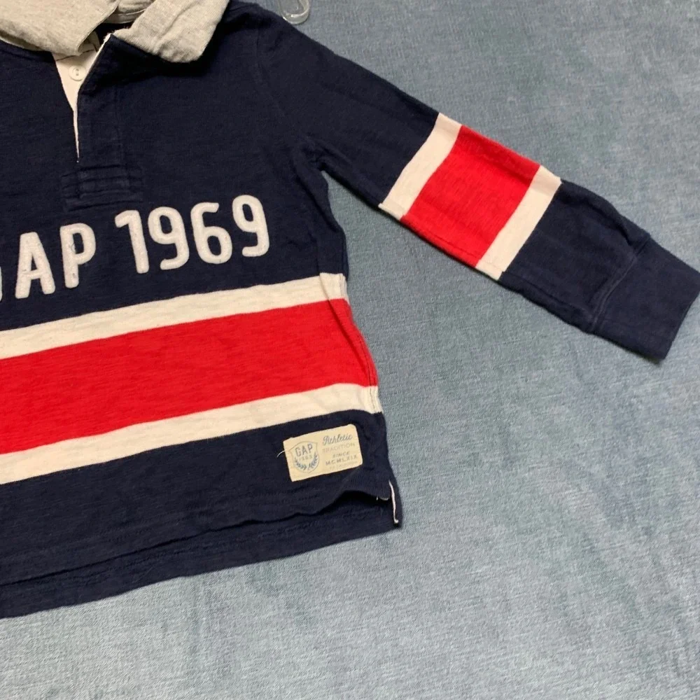 Gap Kids Hoodie Boys XS Multicolor Colorblock Henley Neck Side Slit High Low Hem